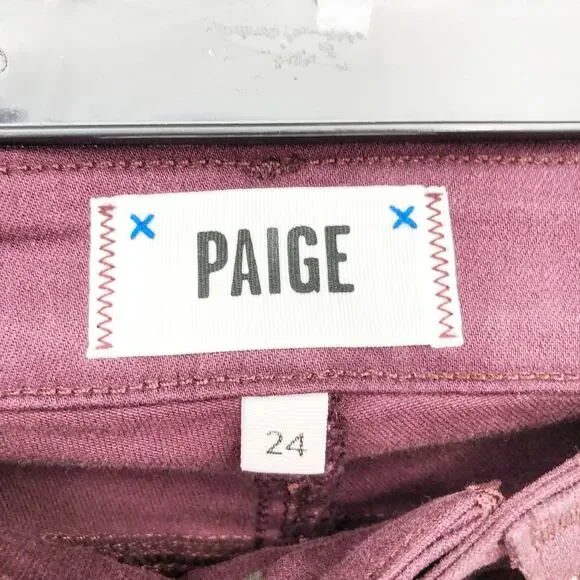 PAIGE Women's Verdugo Ankle Skinny Jeans 24 00 Dark Red Coated Mid Rise NWOT - Picture 9 of 12